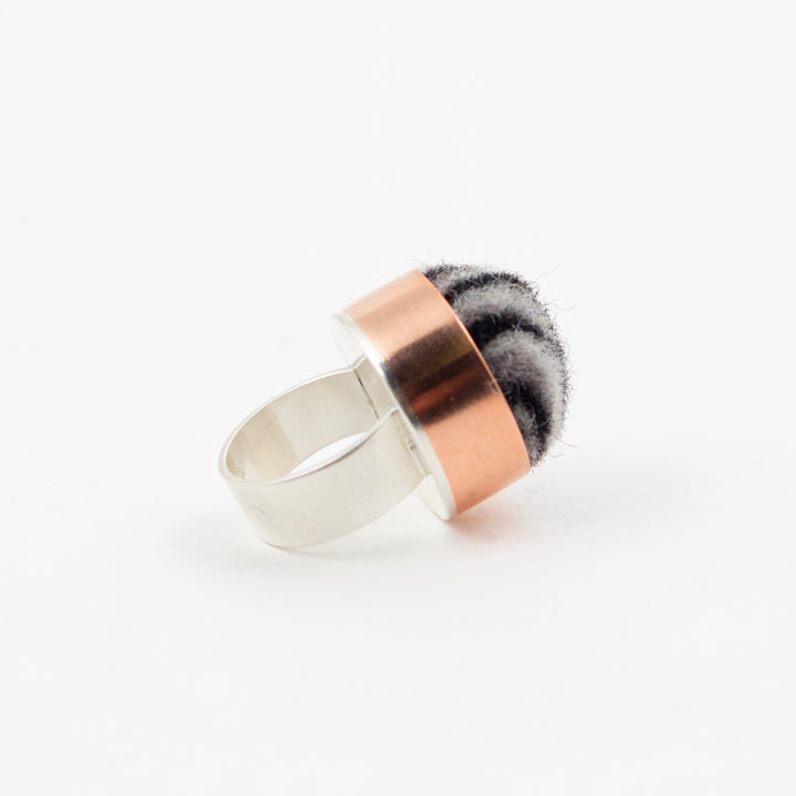 Copper Pipe & Sterling Striped Felt Ring