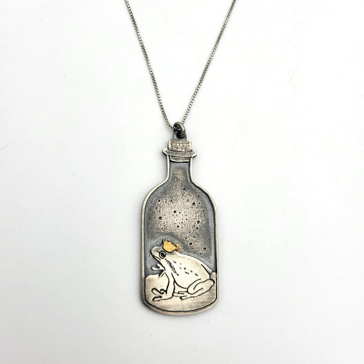 Frog Prince Tall Bottle Pendant