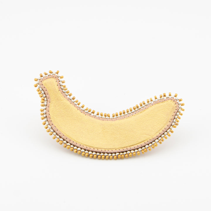 Banana Pin, Gold Paint, 24k Beads