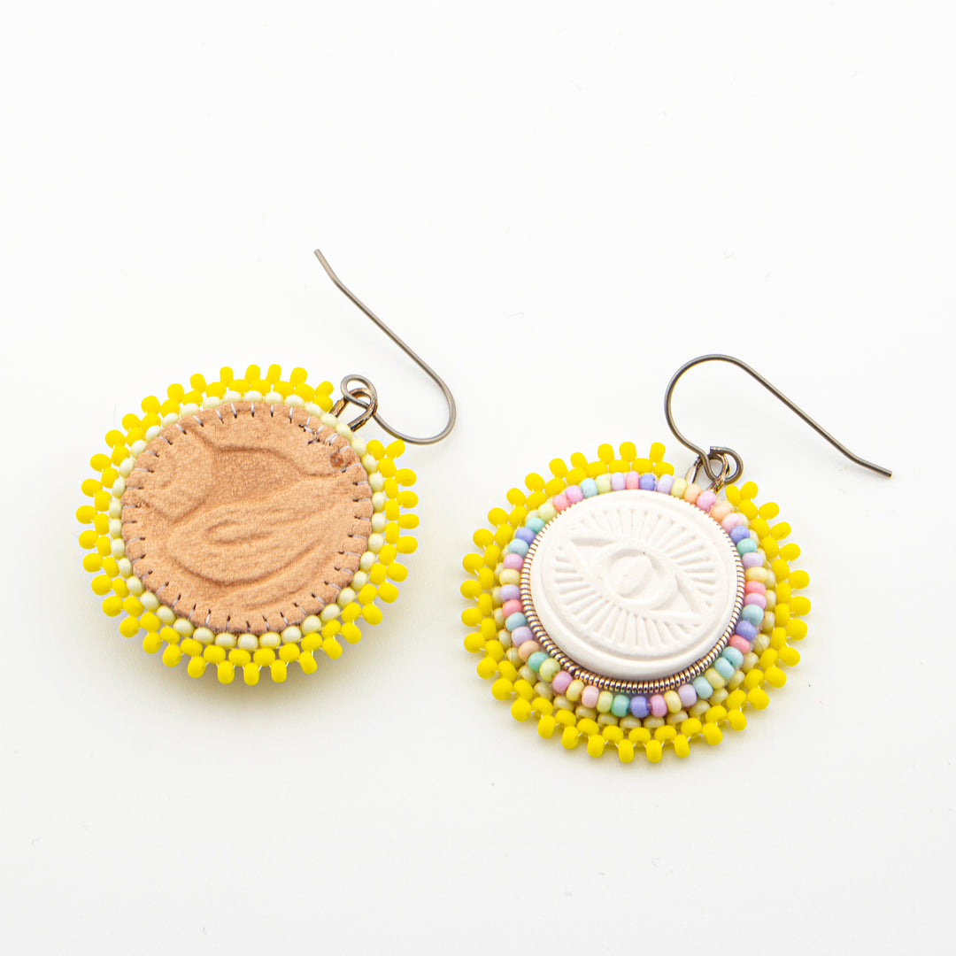 Beaded Eye Earrings with Titanium Wire