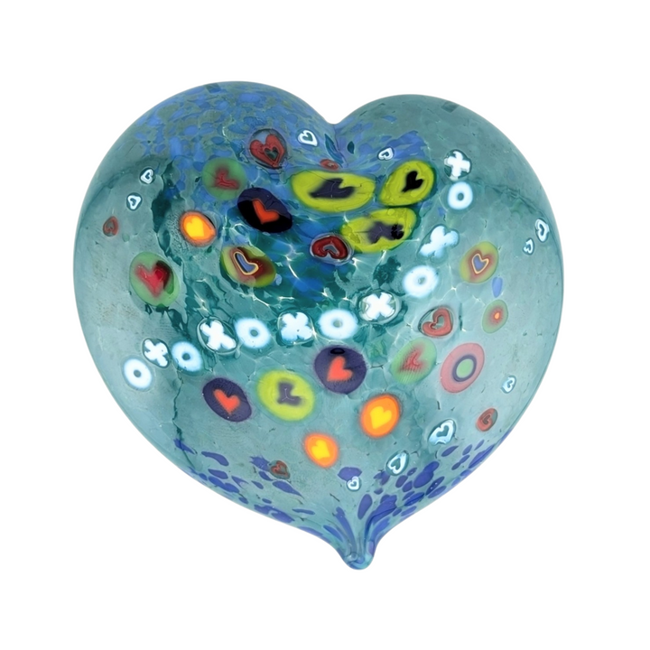 Large Murrini Heart Paperweight - XOXOXOXO