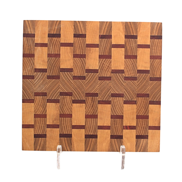 OFFSET WEAVE - Endgrain Cutting Board: Ash and Mahogany