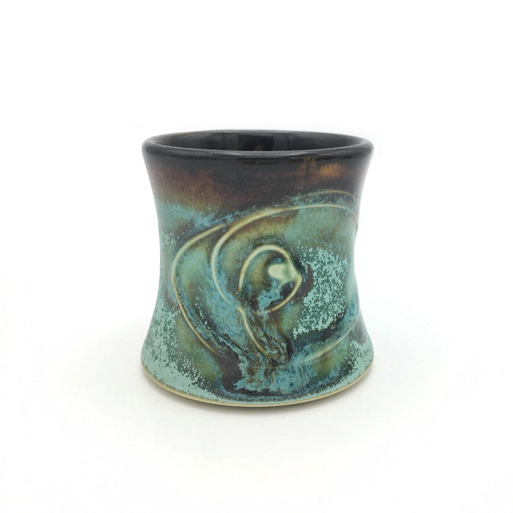 Blue Swirled Ceramic Shot Glass