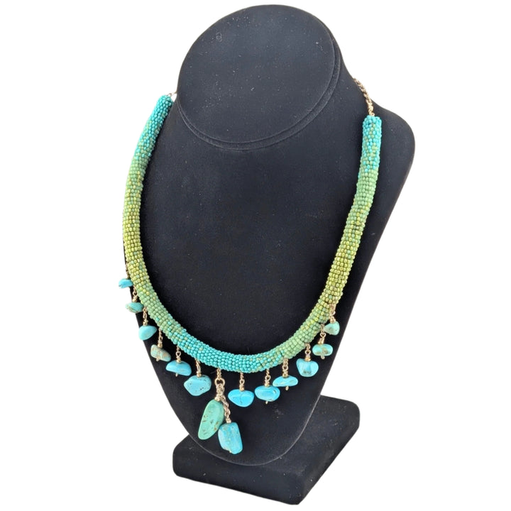 Turquiose Wrap Stitch Necklace